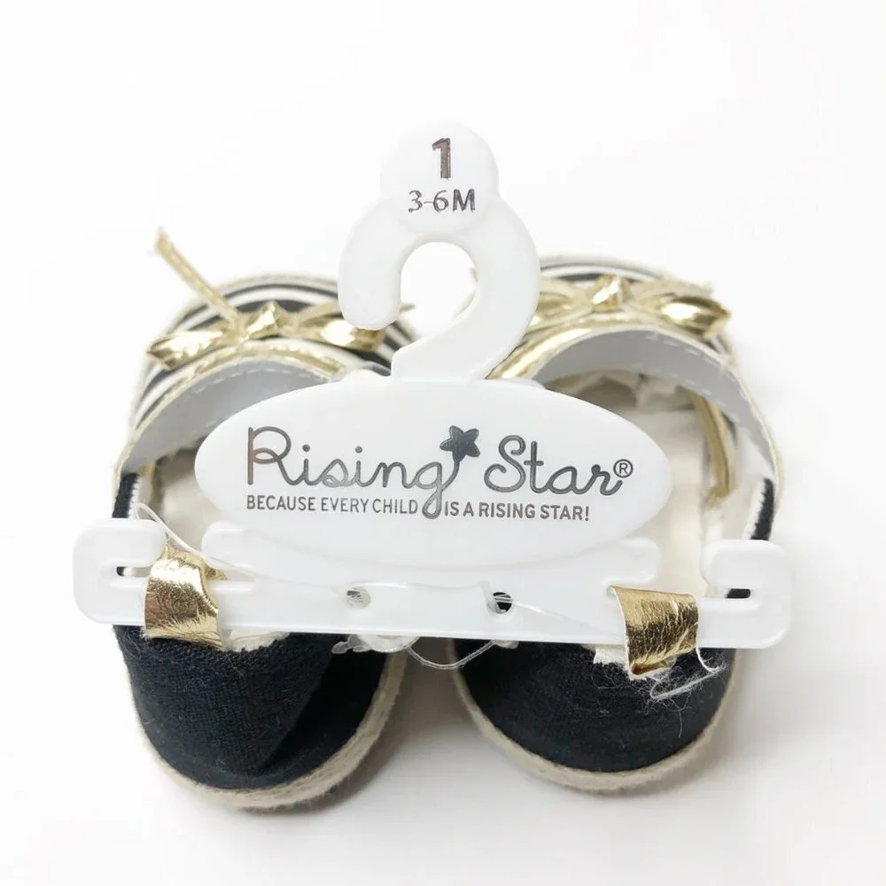 NWT Rising Star Gold Striped Crib Shoes